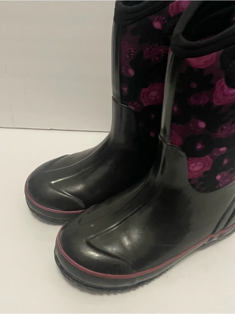 Bogs Classic Water Color Boots Youth Girls Purple Black Waterproof Snow Rain 2